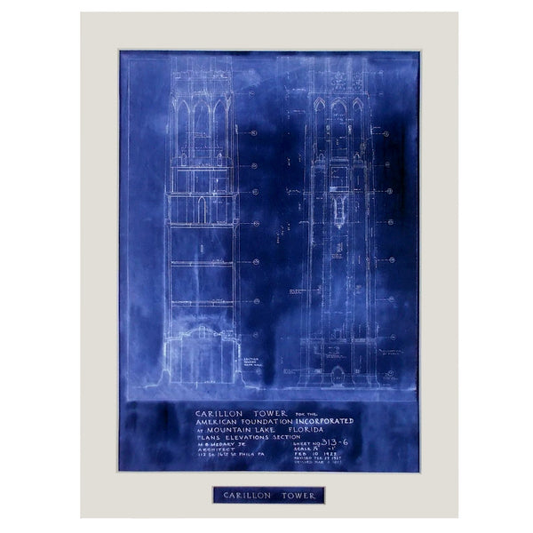 Matted Carillon Tower Architectural Plans Print