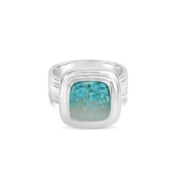 Cushion Cut Nautical Ring - Turquoise Gradient
