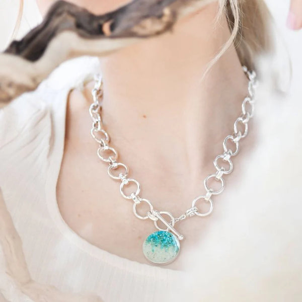 Mediterranean Necklace Turquoise & White Marble Gradient