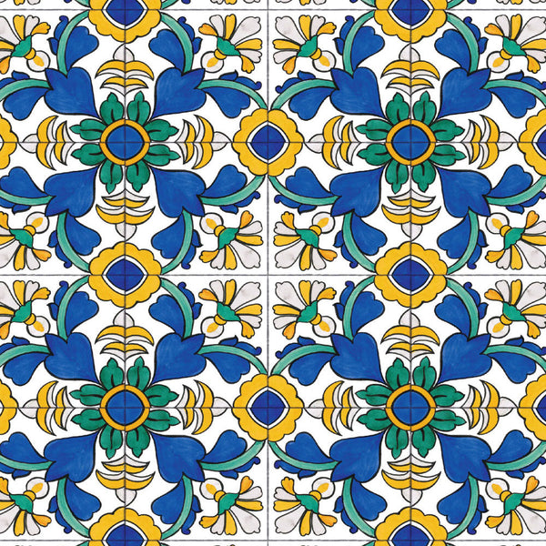 Blue Tile Rug Closeup